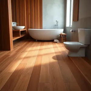 Drewniana podłoga w łazience