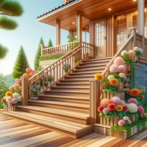 drewniane schody wejściowe do domu