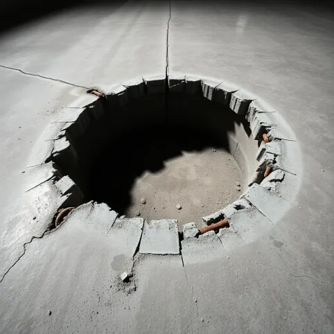 Dziury w posadzce betonowej