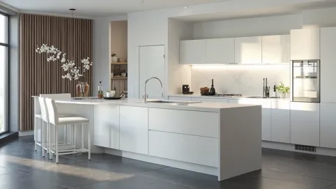 kuchnia ciemna podłoga jasne meble