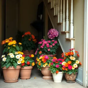 Kwiaty pod schodami w domu