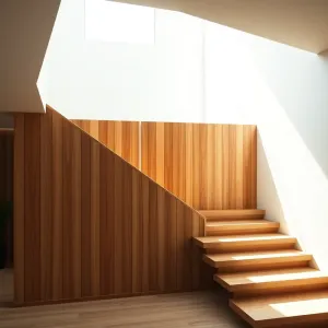 Lamele drewniane na klatce schodowej