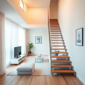Mały salon ze schodami