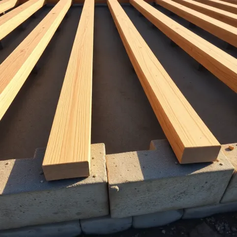 Montaż legarów do bloczków betonowych