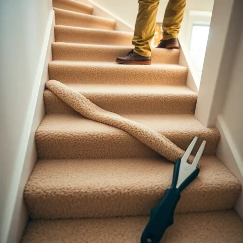 Montaż wykładziny dywanowej na schodach