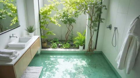 Okno do podłogi w łazience