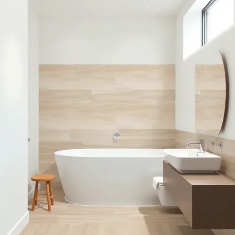 Panele podłogowe na ścianie w łazience