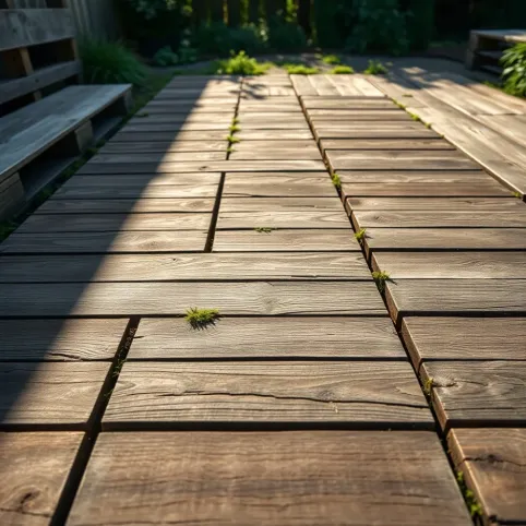 Podłoga z palet w ogrodzie