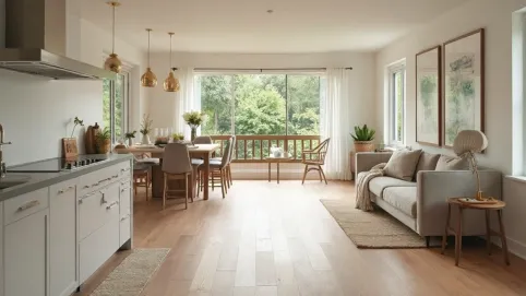 Połączenie kuchni z salonem podłoga