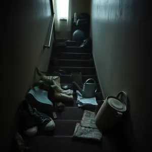 Rzeczy pozostawione na klatce schodowej