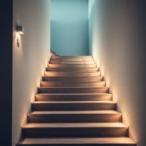 Schemat oświetlenia schodów z czujnikami ruchu