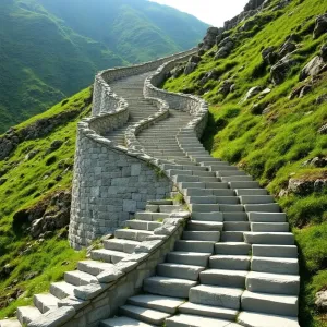 Schody na skarpie z kamienia