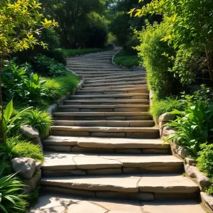 Schody w ogrodzie na skarpie