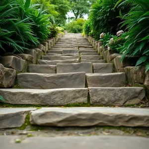Schody w ogrodzie z kamienia