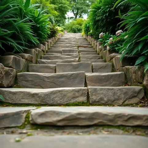 Schody w ogrodzie z kamienia