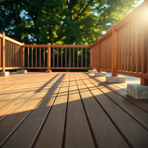 Taras drewniany na bloczkach fundamentowych