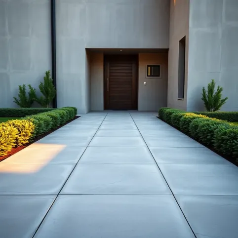 Wejście do domu z płyt betonowych