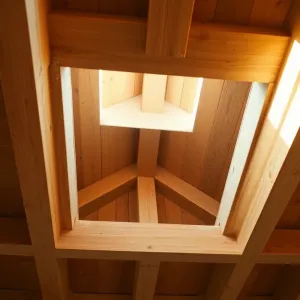 Wycięcie otworu w stropie drewnianym pod schody