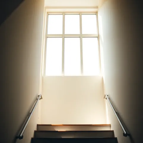Wysokie okno na klatce schodowej