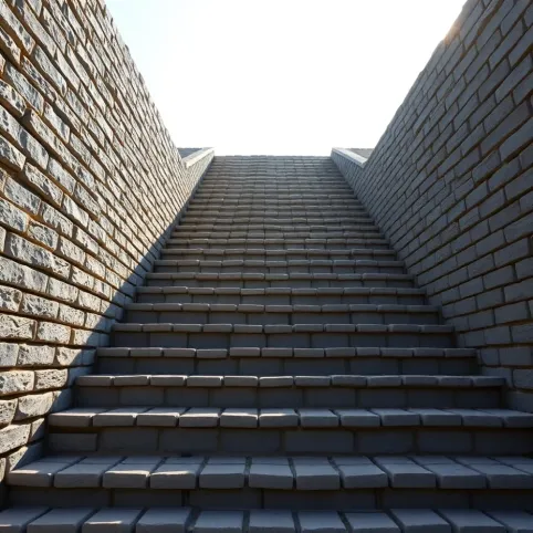 Wysokie schody z kostki brukowej
