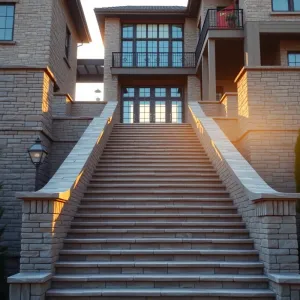 Wysokie schody zewnętrzne do domu