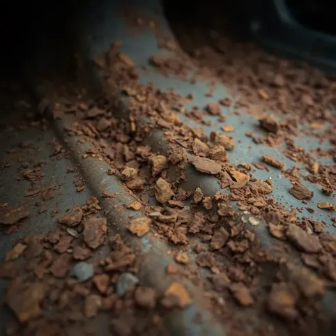 Zardzewiała podłoga w samochodzie