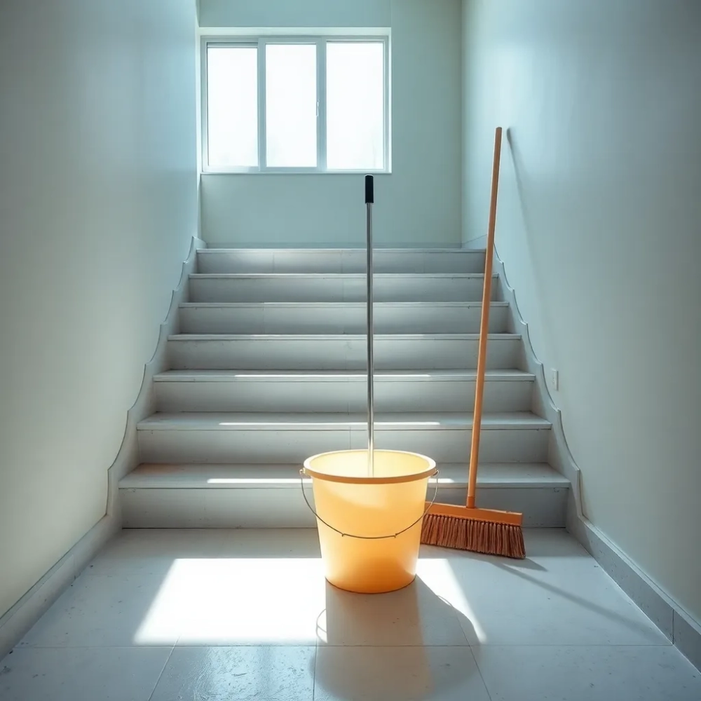 Sprzątanie klatki schodowej w bloku