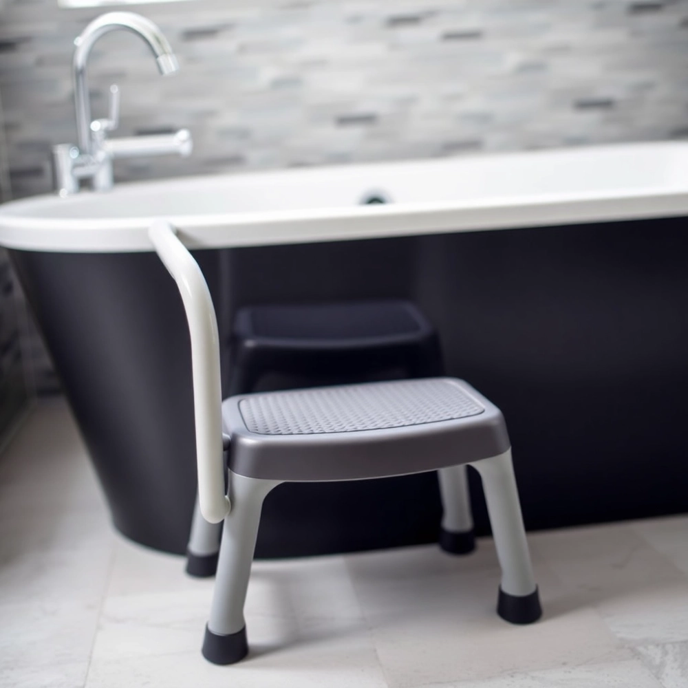 Stopień Z Poręczą  Schodek Do Wanny Antypoślizgowy