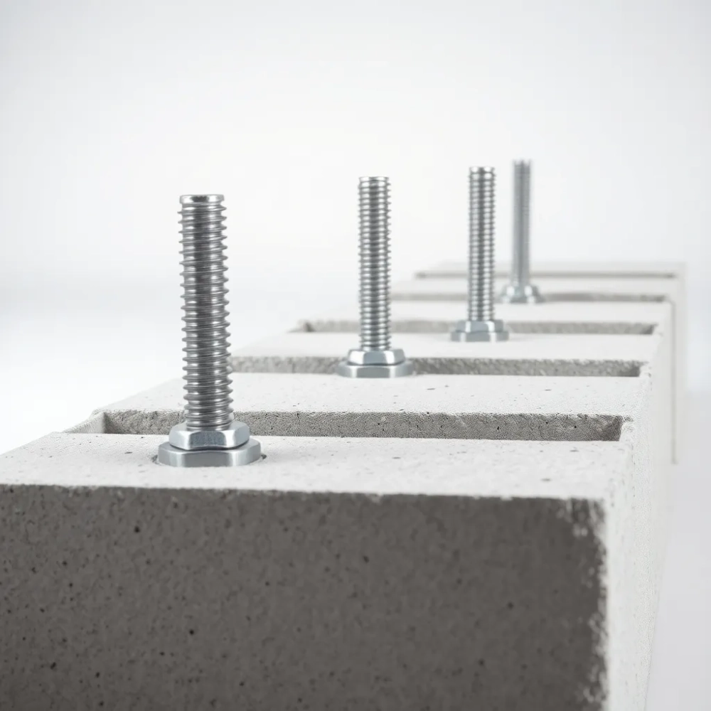 Stopy betonowe z kotwami metalowymi