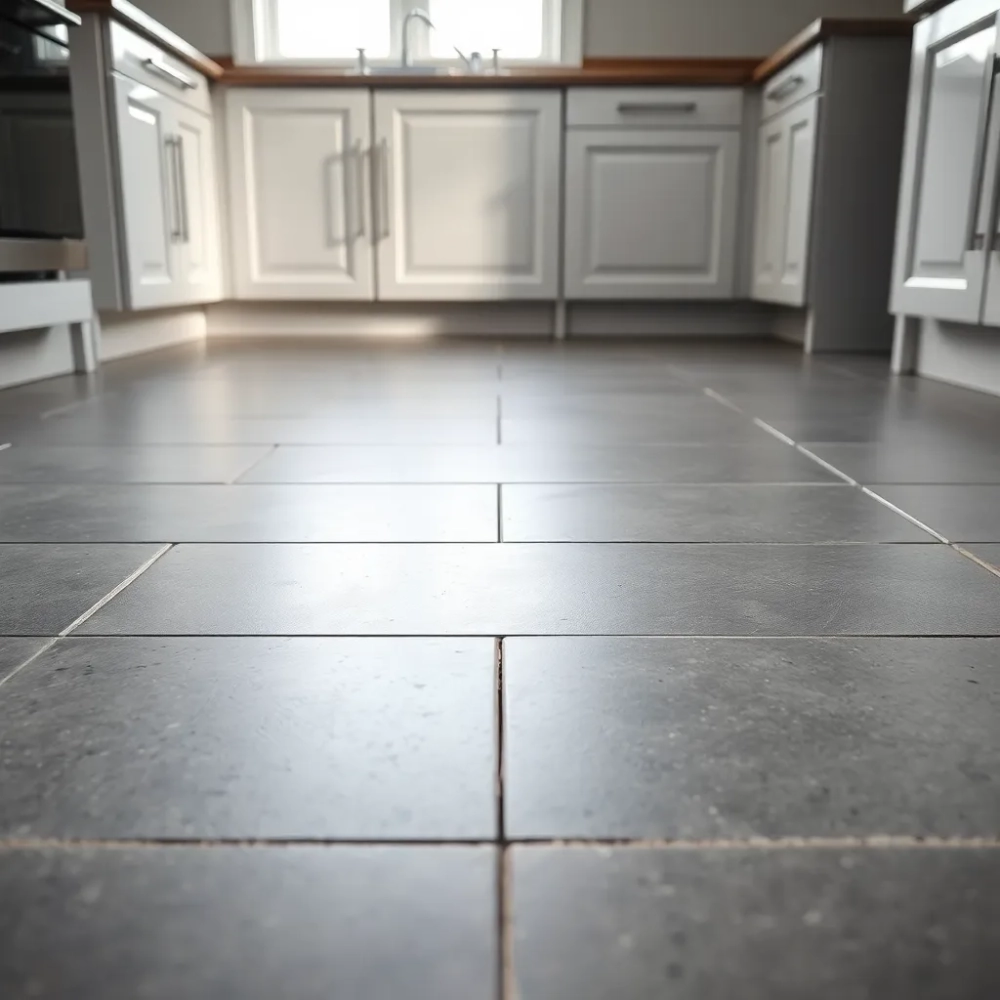 Szare płytki podłogowe do kuchni