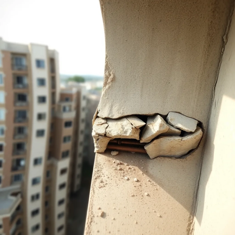 Ubytki w betonie na balkonie