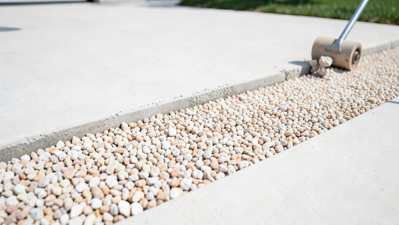 Układanie kruszywa dolomitowego na podjazd