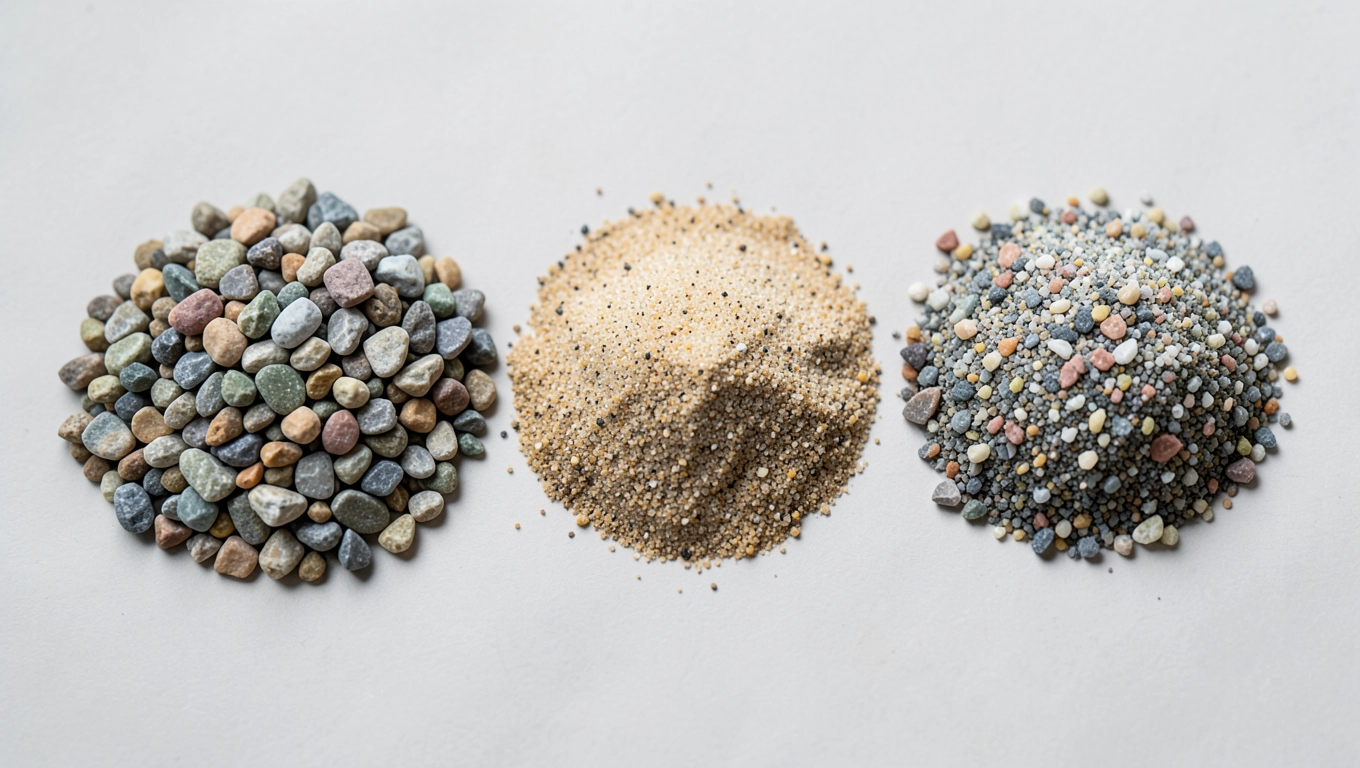 Waga różnych rodzajów kruszywa: żwir, piasek, grys