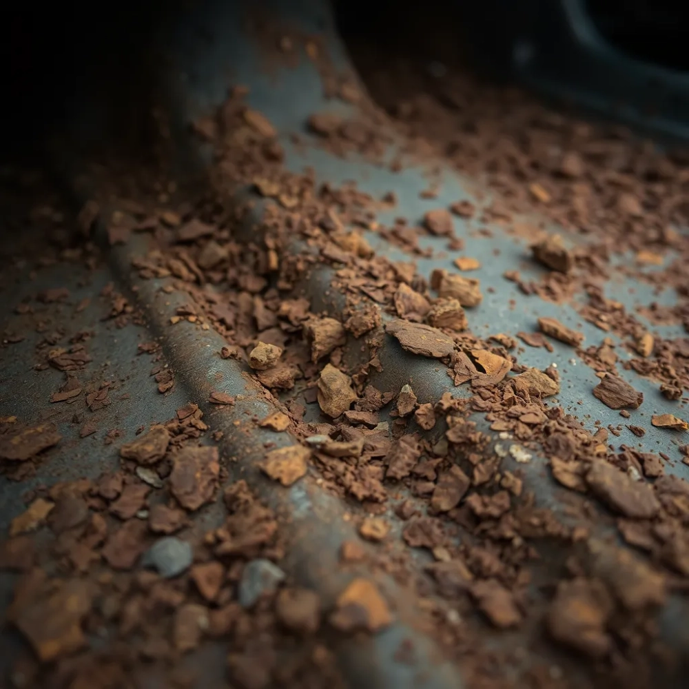 Zardzewiała podłoga w samochodzie