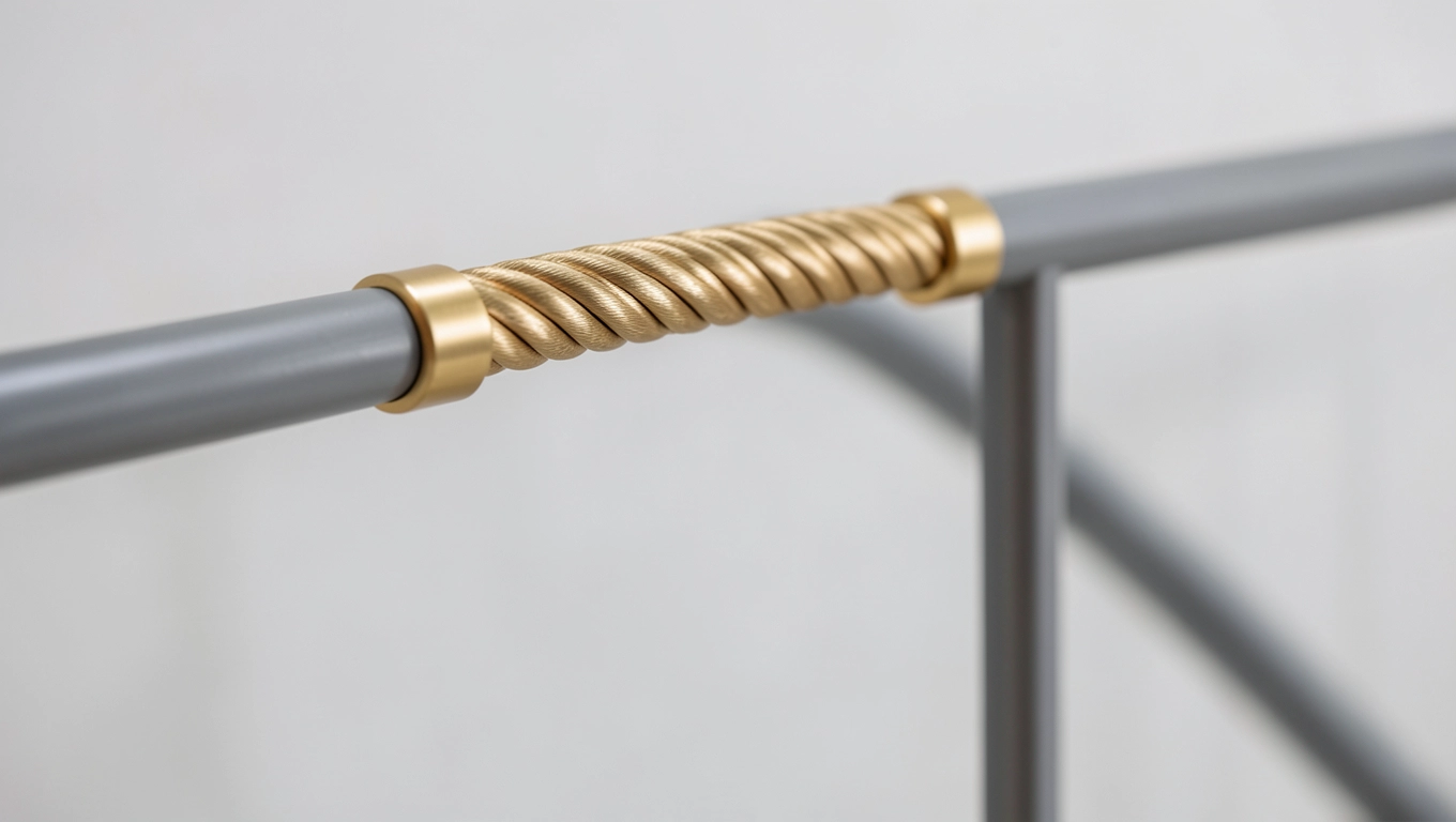 Złoty matowy kolor uchwytów linowych